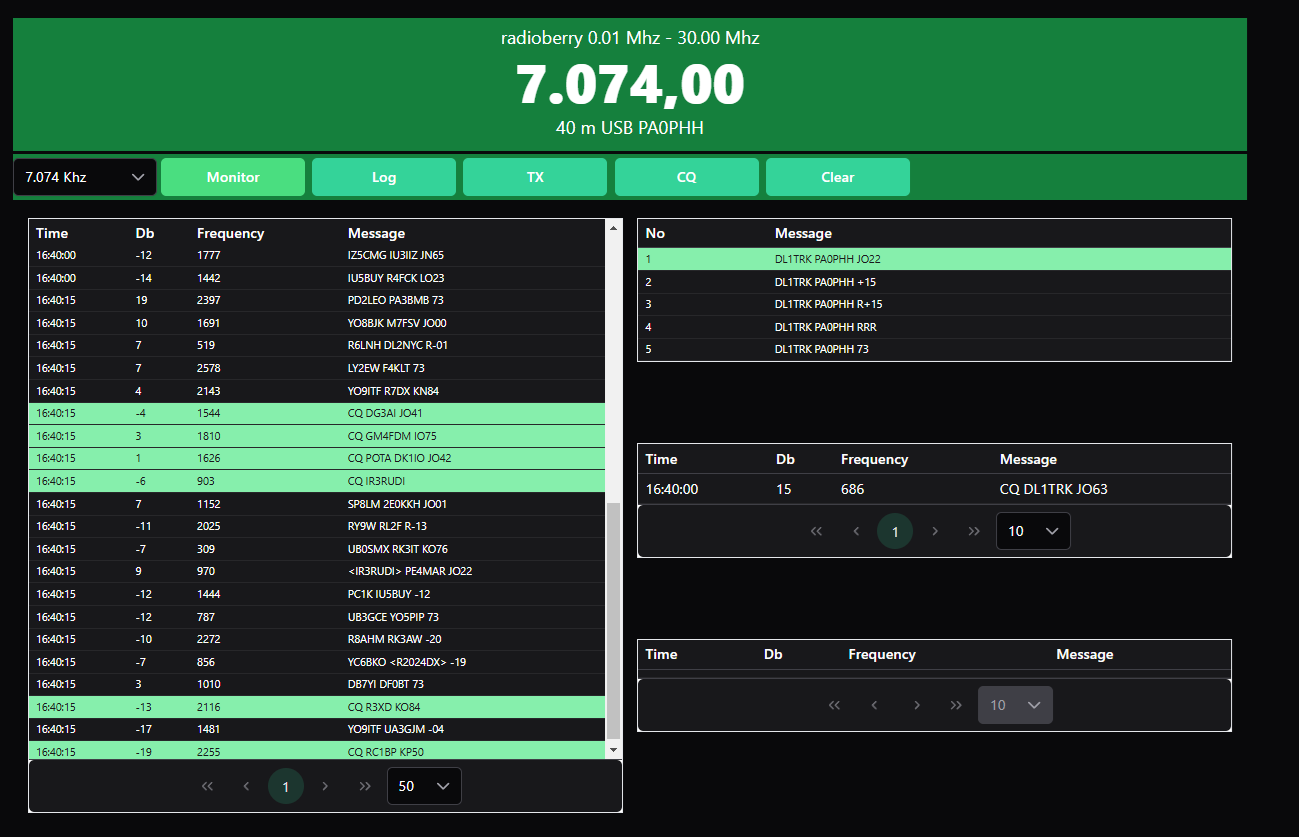 Interface web SDRBerry VueJS 3 pour contrôle à distance via navigateur