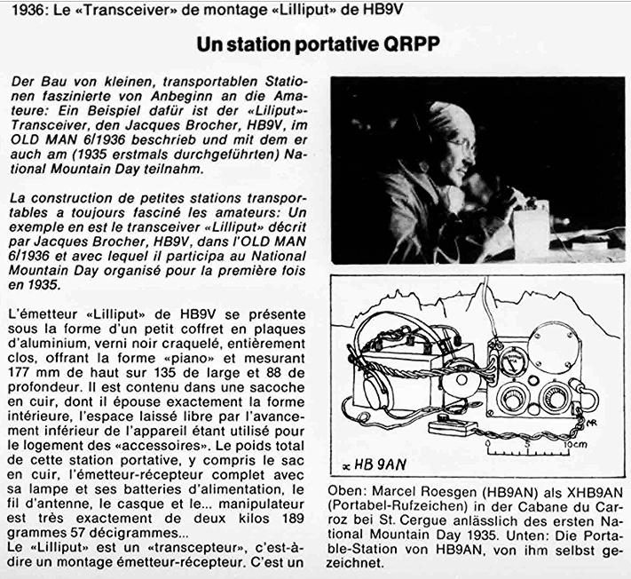 Jacques Brocher avec sa station portable en 1936
